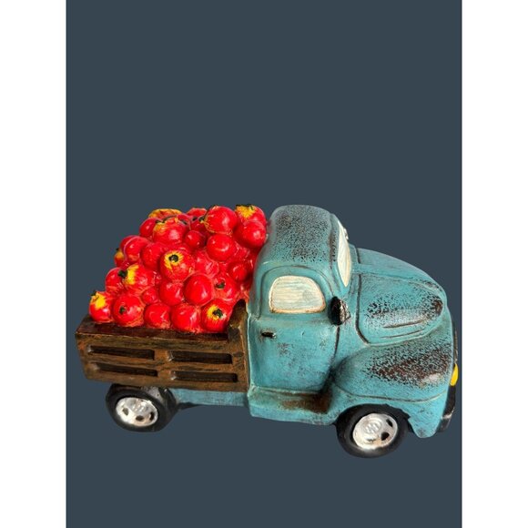 Robert Stanley 2014 Blue Truck Figurine With Apples & Flowers 7.5" Long  4" Tall - Picture 6 of 8